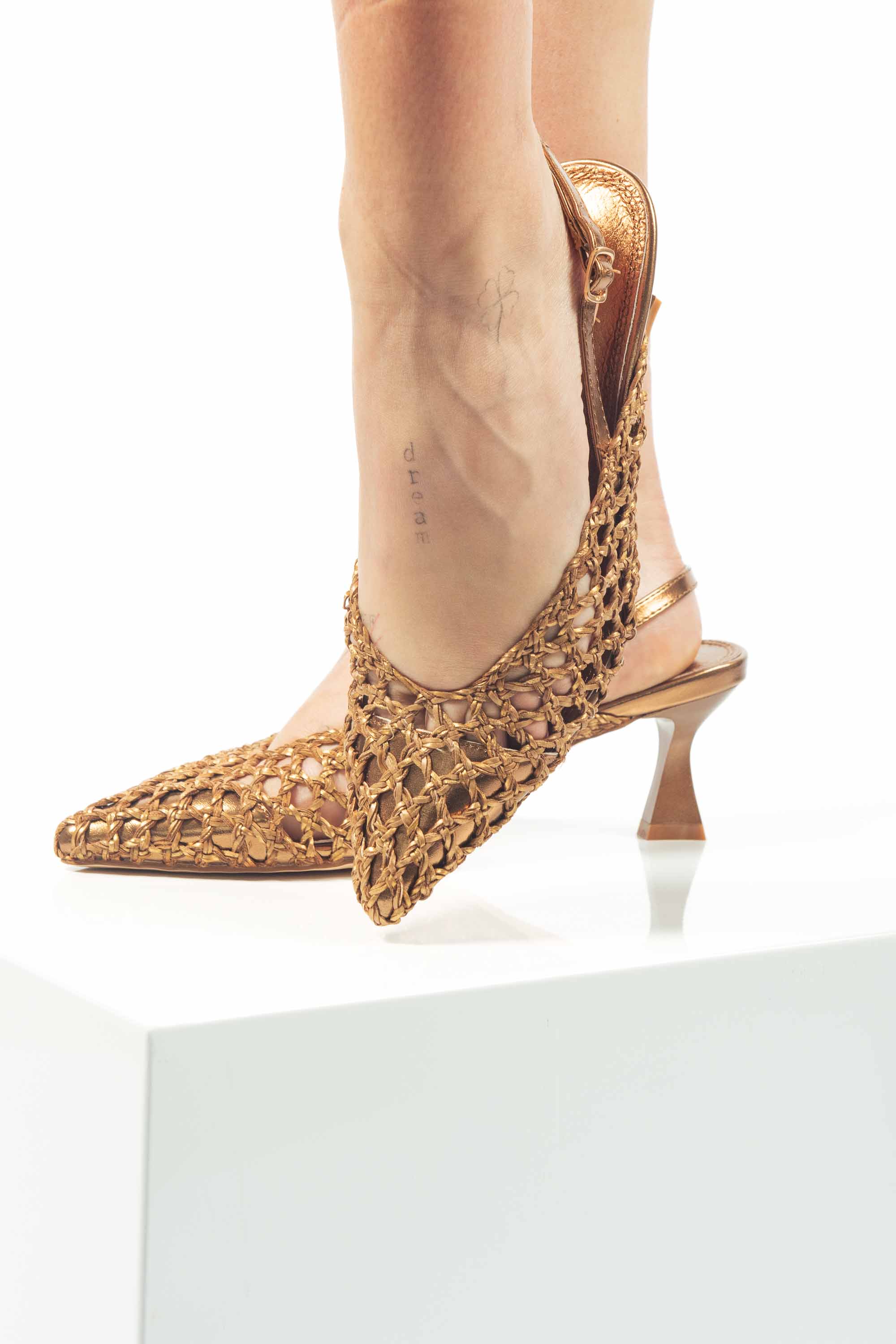 Slingback Intrecciata Bronzo