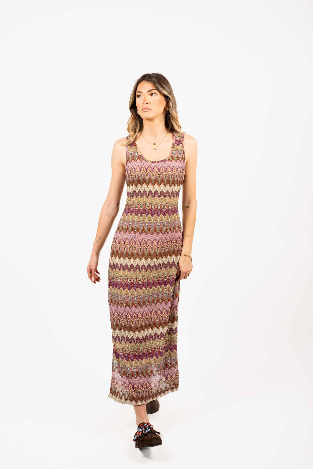 Abito Fantasia "Zig Zag" in Maglia Leggera